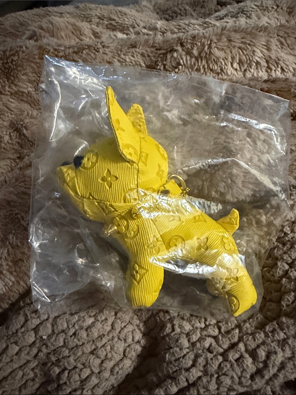 Yellow Embossed Puppy Keychain Charm